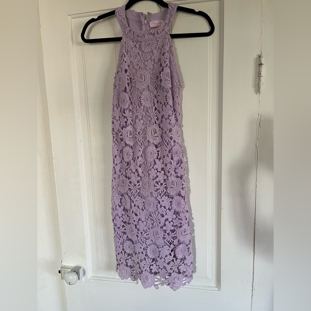 Pink Lily Elegant Lavender Lace dress